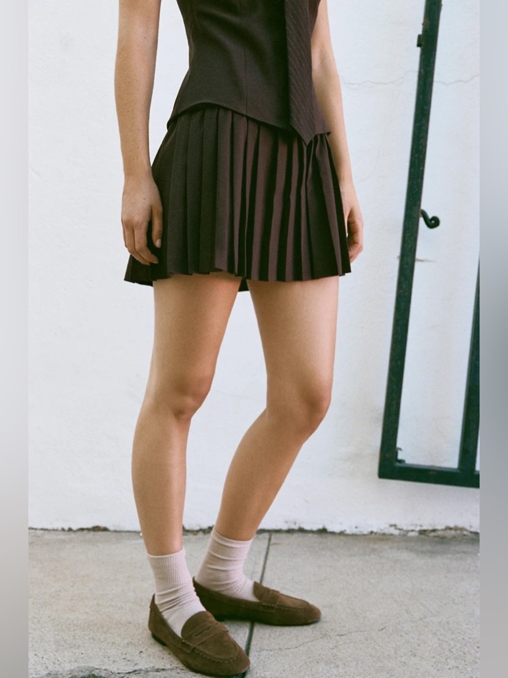 NWT Zara Woman TIE PLEATED SHORT DRESS Brown Size S Small - Picture 3 of 12